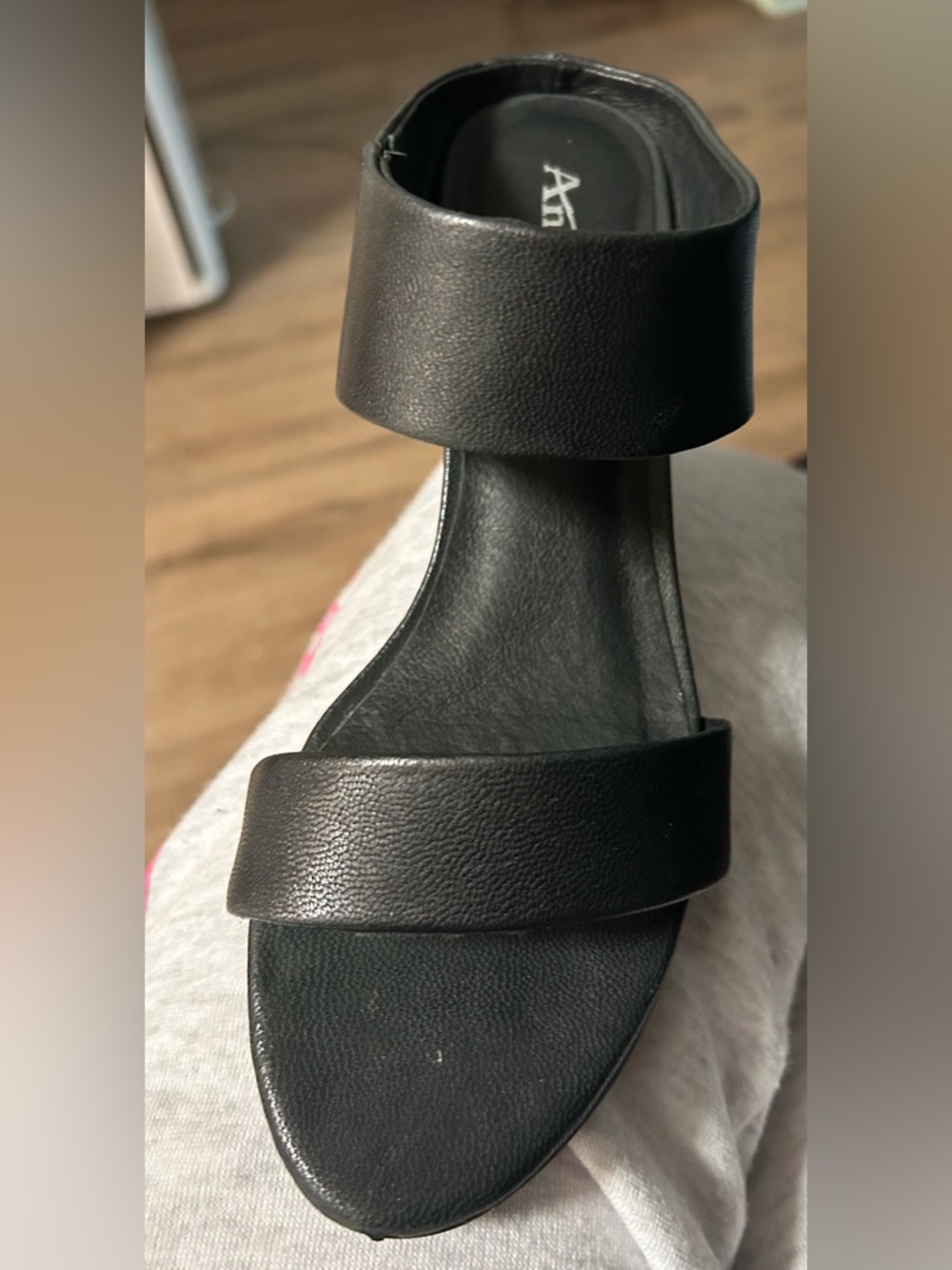 Antelope Black Double Band Slide Sandal with Lalo block heel